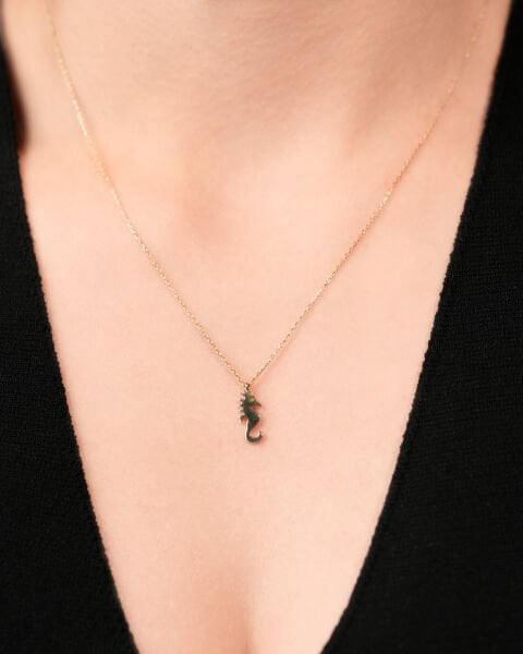 14 Ayar Altın Denizatı Figürlü Kolye