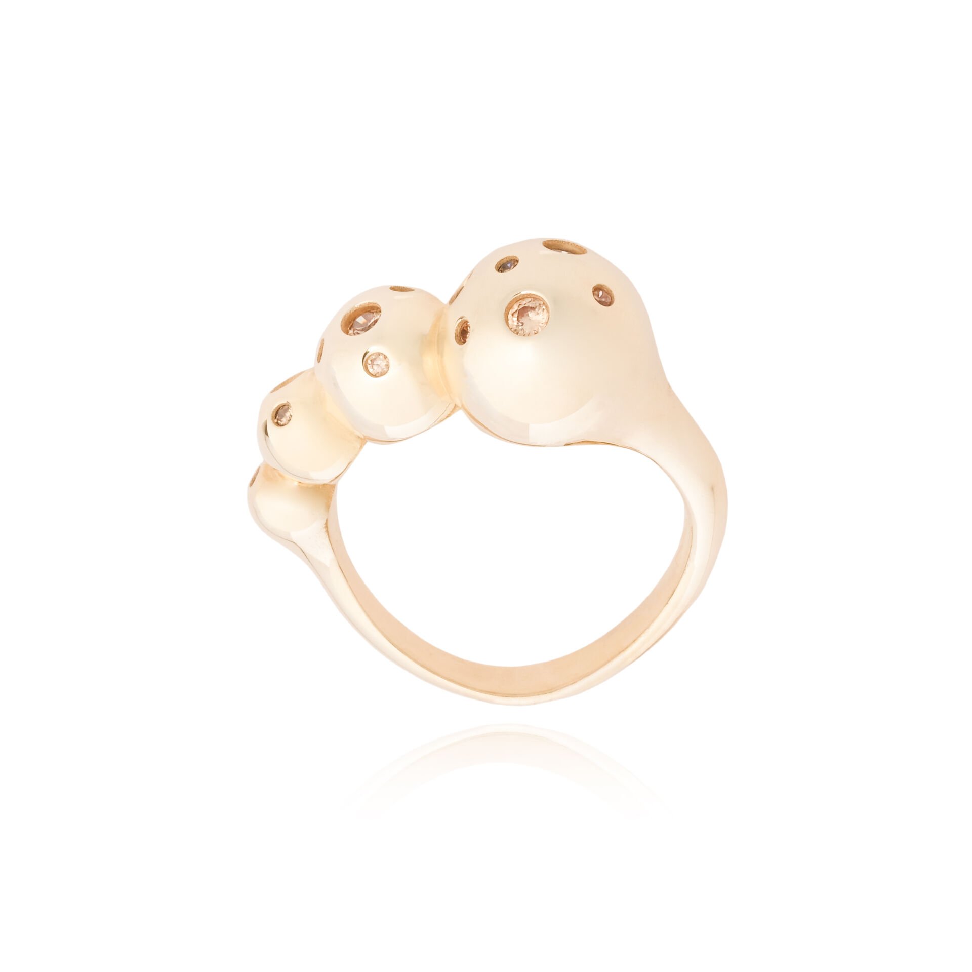 14 Ayar Altın Citrin Taşlı Top Yüzük