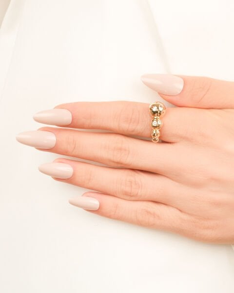 14 Ayar Altın Citrin Taşlı Top Yüzük