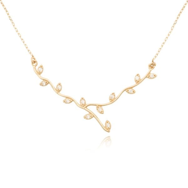 14 Ayar Altın Taşlı Dal Kolye