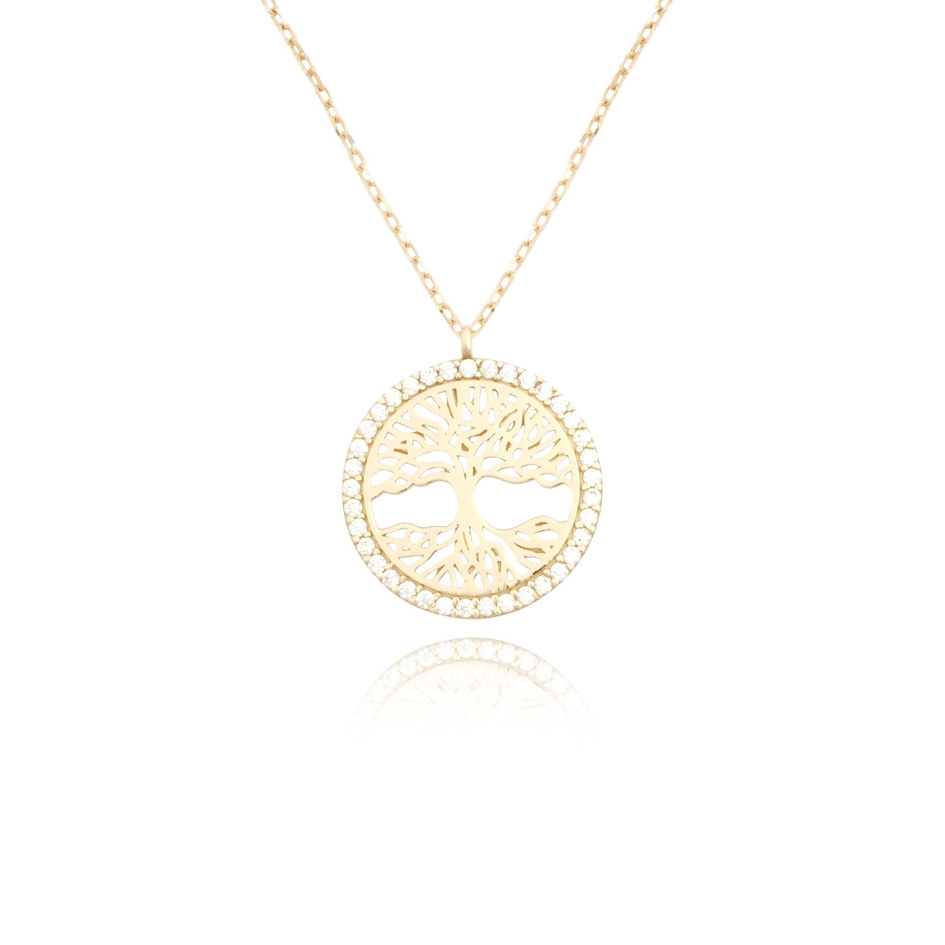 14 Ayar Altın Taşlı Hayat Ağacı Kolye