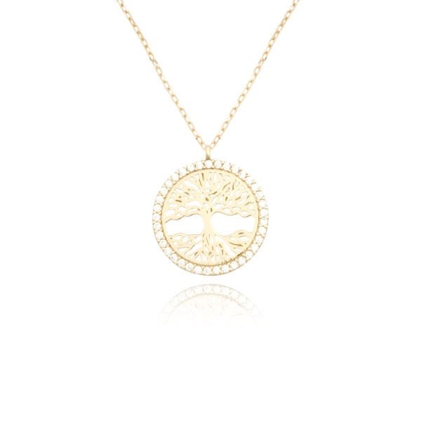 14 Ayar Altın Taşlı Hayat Ağacı Kolye