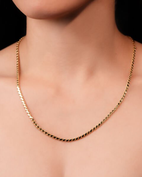 14 Ayar Altın İnce Pullu Zincir