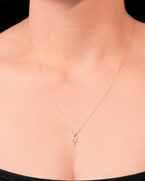 14 Ayar Altın Taşlı Yılan Kolye