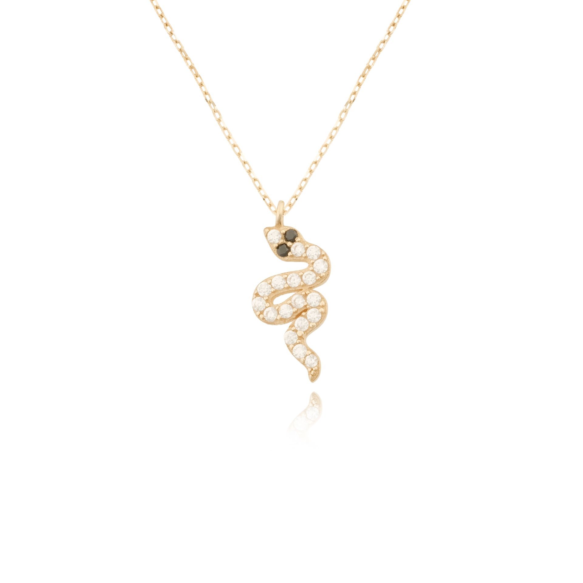 14 Ayar Altın Taşlı Yılan Kolye