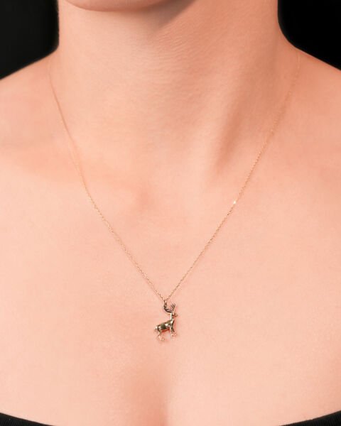 14 Ayar Altın Geyik Kolye