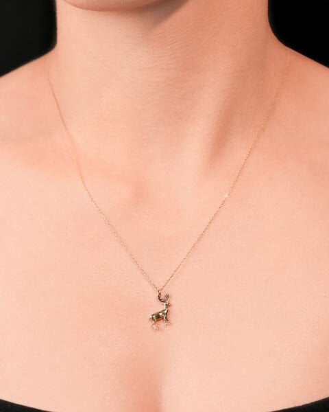 14 Ayar Altın Geyik Kolye