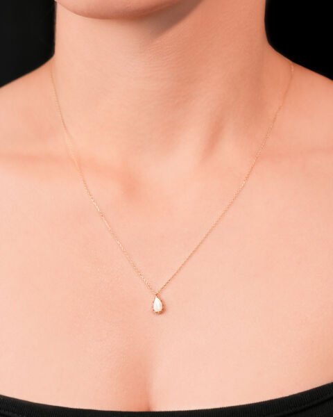 14 Ayar Altın Damla Sedef Kolye