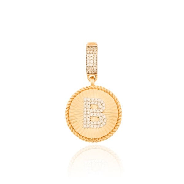 EMA 14 Ayar Altın Kalemli B Harf Kolye Ucu Charm
