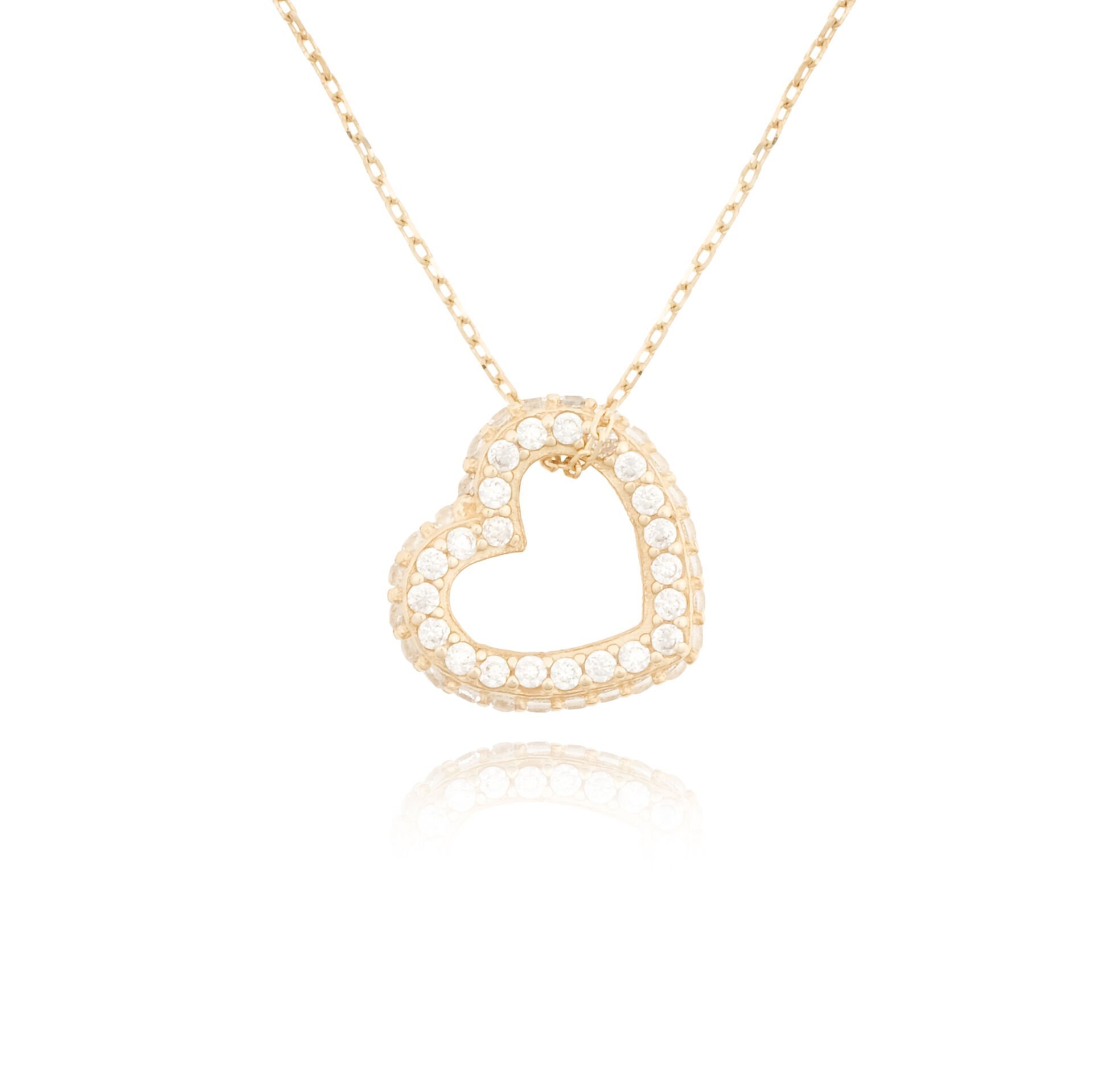 14 Ayar Altın Taşlı Kalp Kolye