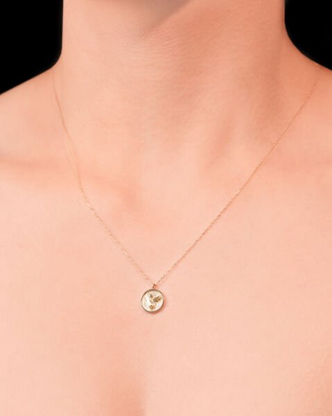 14 Ayar Altın Sinek Kuşu Kolye