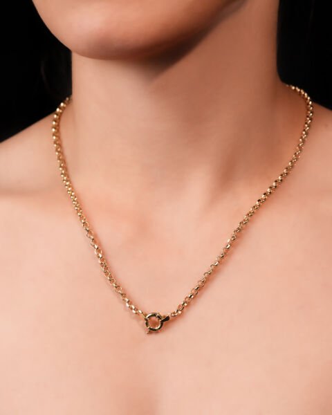 14 Ayar Altın Gemici Kilitli Doç Zincir Kolye