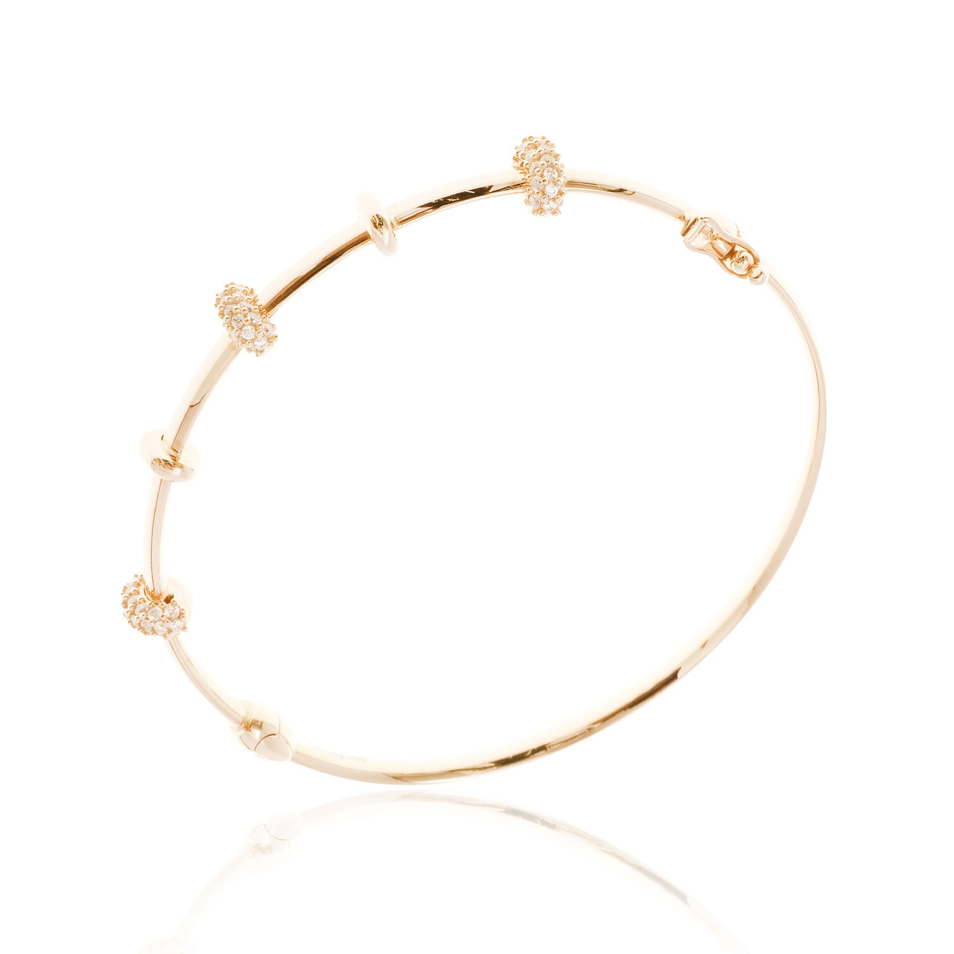 14 Ayar Altın Taşlı Halka Tasarım Kelepçe