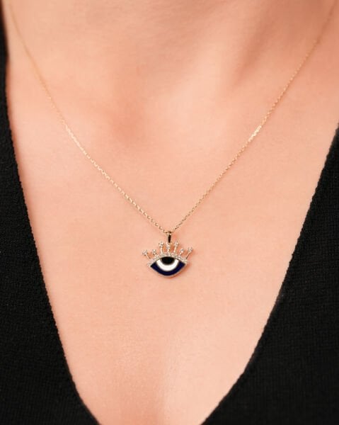 14 Ayar Altın Taşlı Mineli Göz Kolye