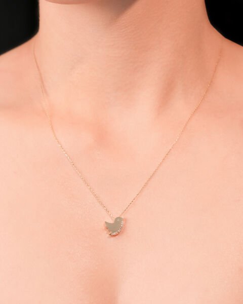 14 Ayar Altın Taşlı Kuş Kolye