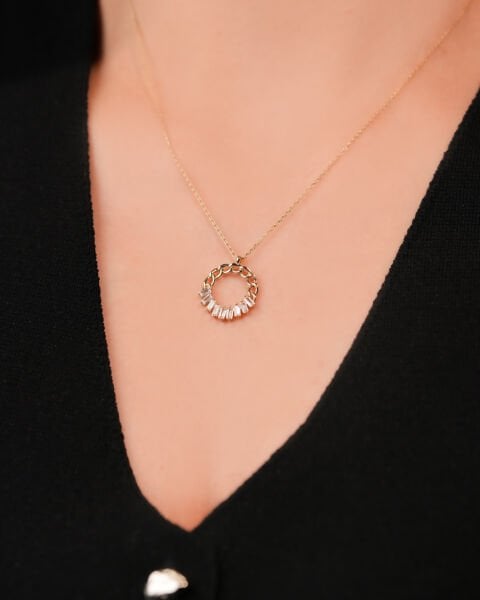 14 Ayar Altın Zincirli Baget Kolye