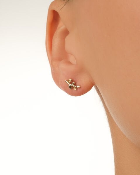 14 Ayar Altın Zeytin Dalı Küpe