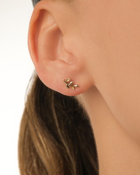 14 Ayar Altın Zeytin Dalı Küpe