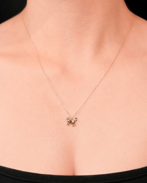 14 Ayar Altın Kedi Kolye