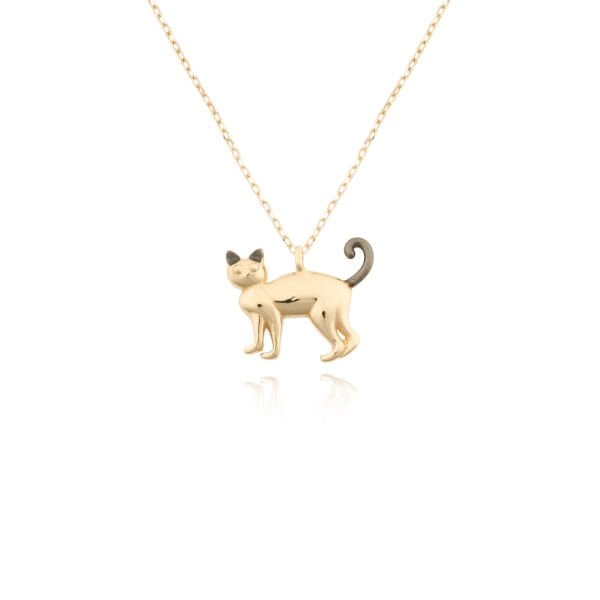 14 Ayar Altın Kedi Kolye