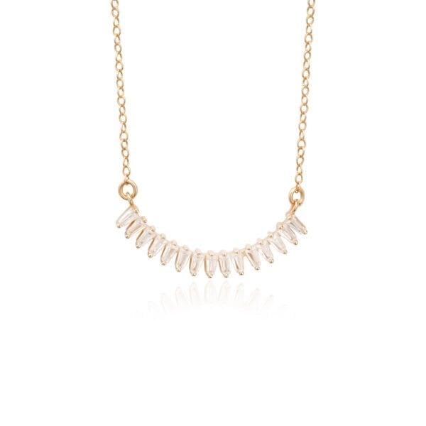 14 Ayar Altın Sıralı Baget Taşlı Kolye