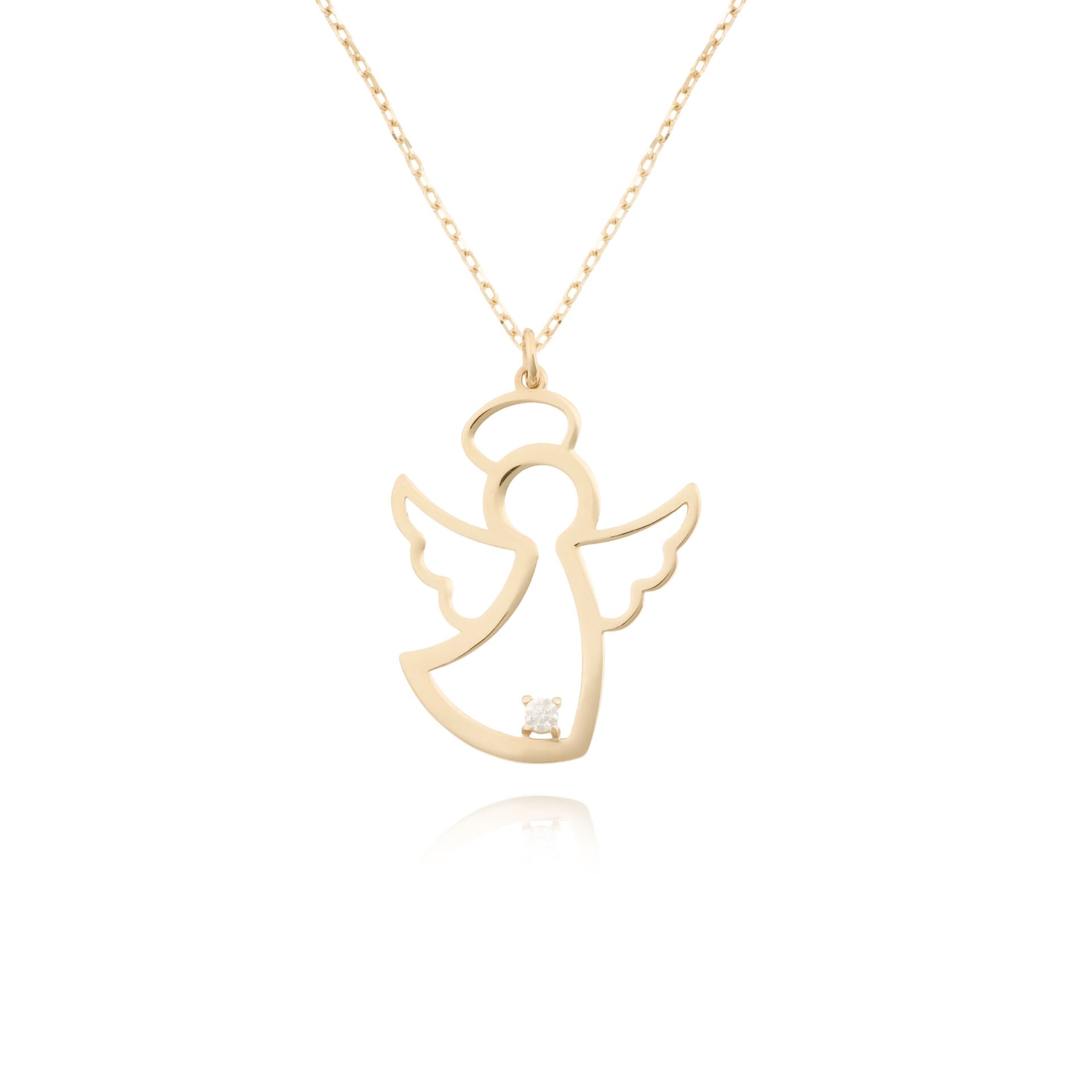 14 Ayar Altın Taşlı Melek Kolye