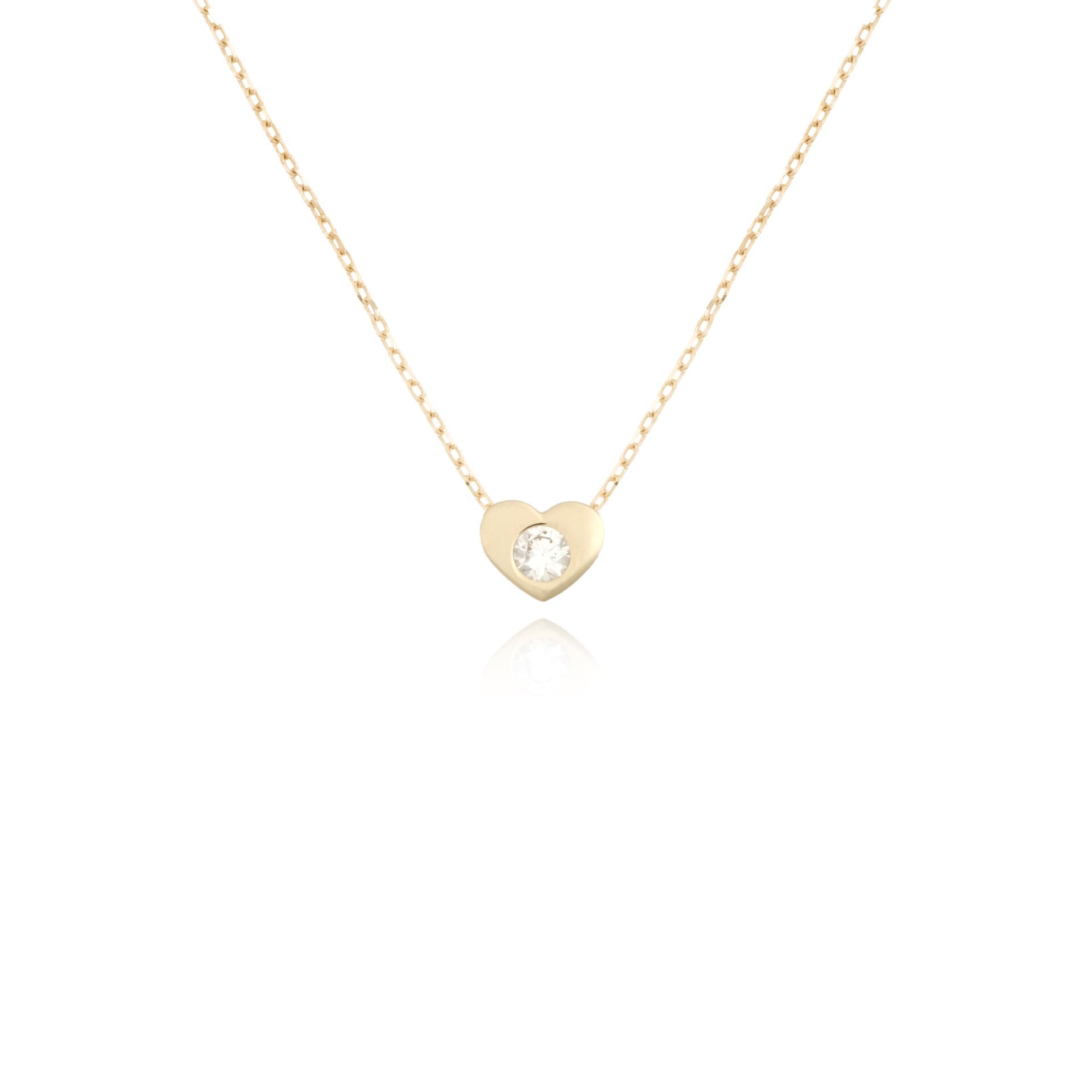14 Ayar Altın Taşlı Kalp Kolye