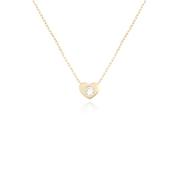 14 Ayar Altın Taşlı Kalp Kolye