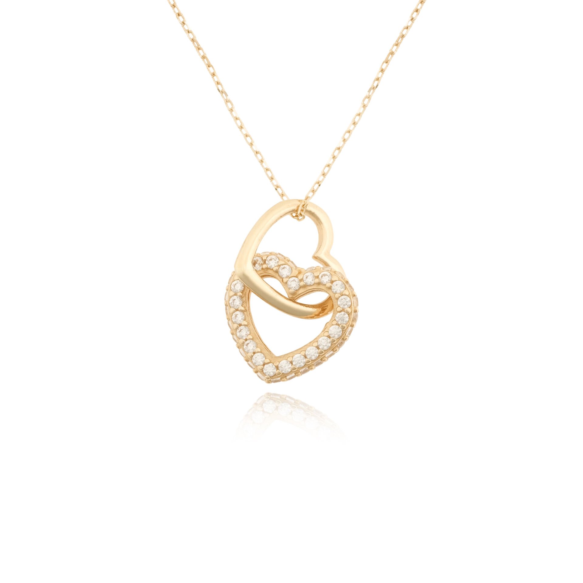 14 Ayar Altın Taşlı Kalp Kolye