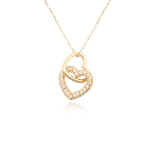14 Ayar Altın Taşlı Kalp Kolye