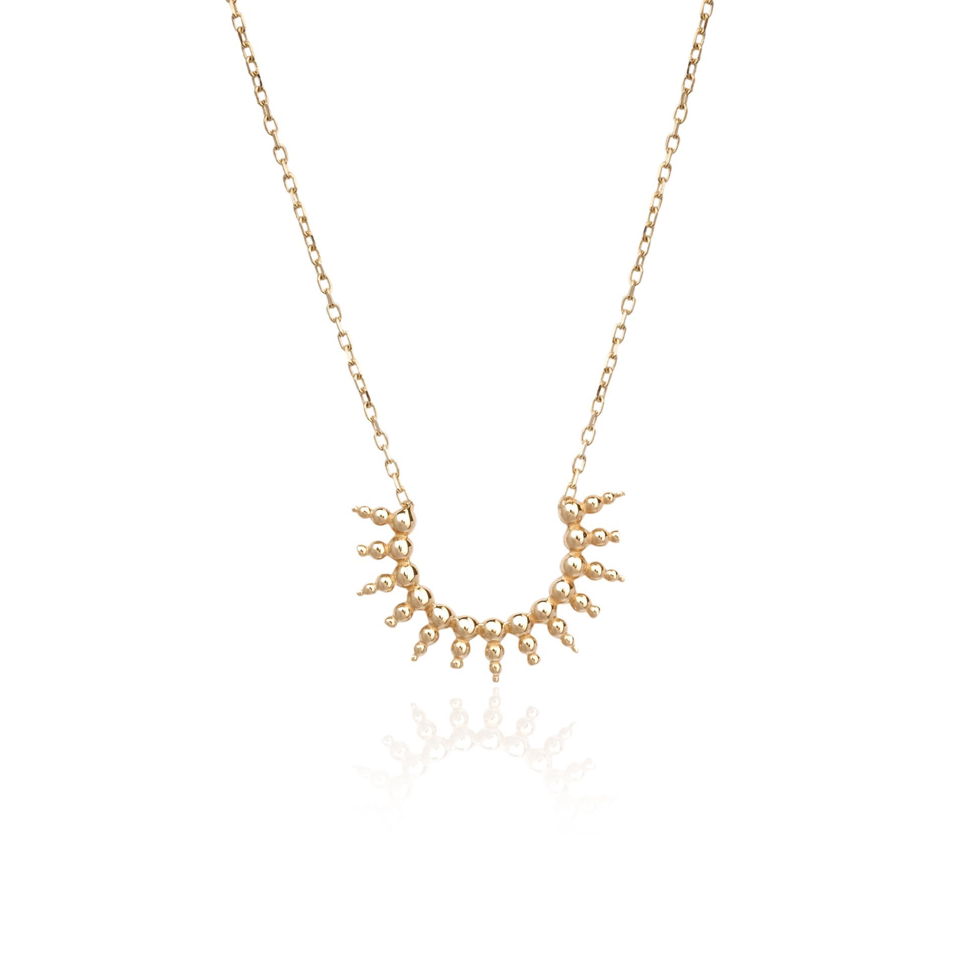 14 Ayar Altın Minimal Yarım Güneş Kolye