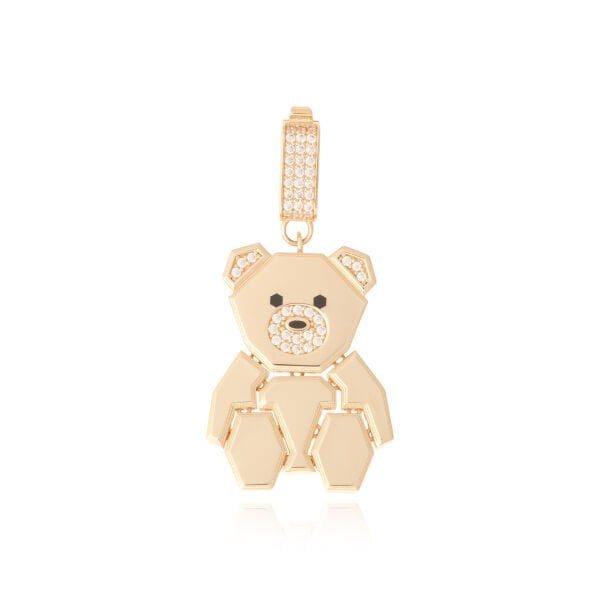 14 Ayar Altın Ayıcık Figürlü Taşlı Kolye Ucu