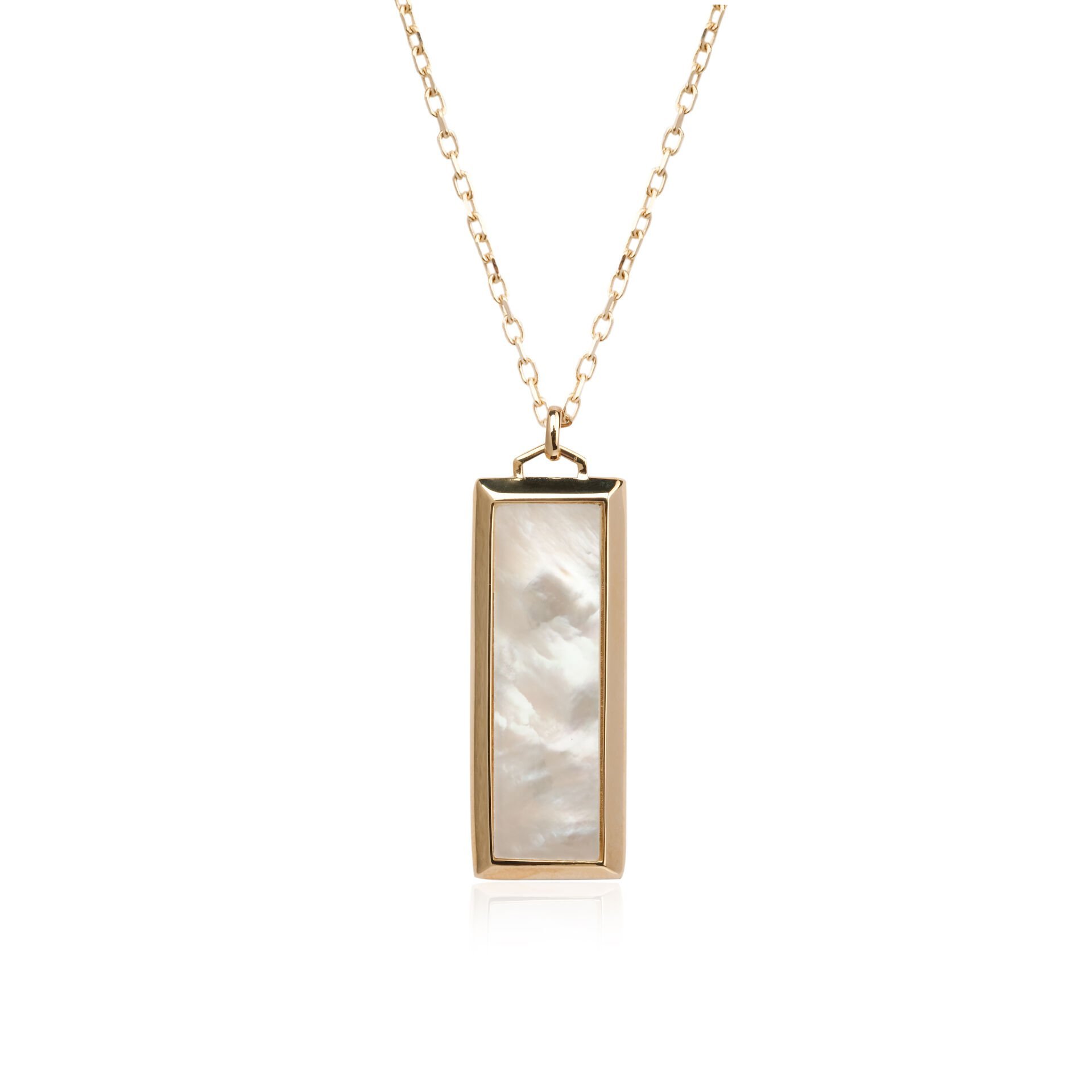 14 Ayar Altın Sedefli Dikdörtgen Kolye