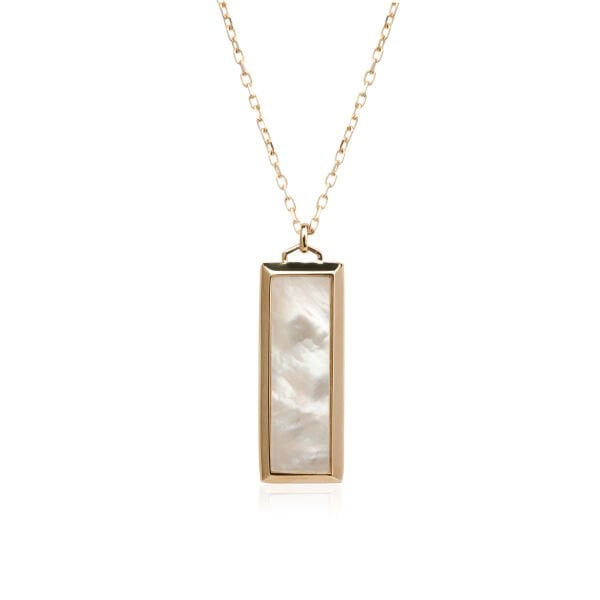 14 Ayar Altın Sedefli Dikdörtgen Kolye