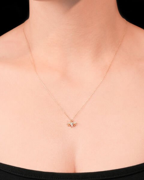 14 Ayar Altın Taşlı Arı Kolye