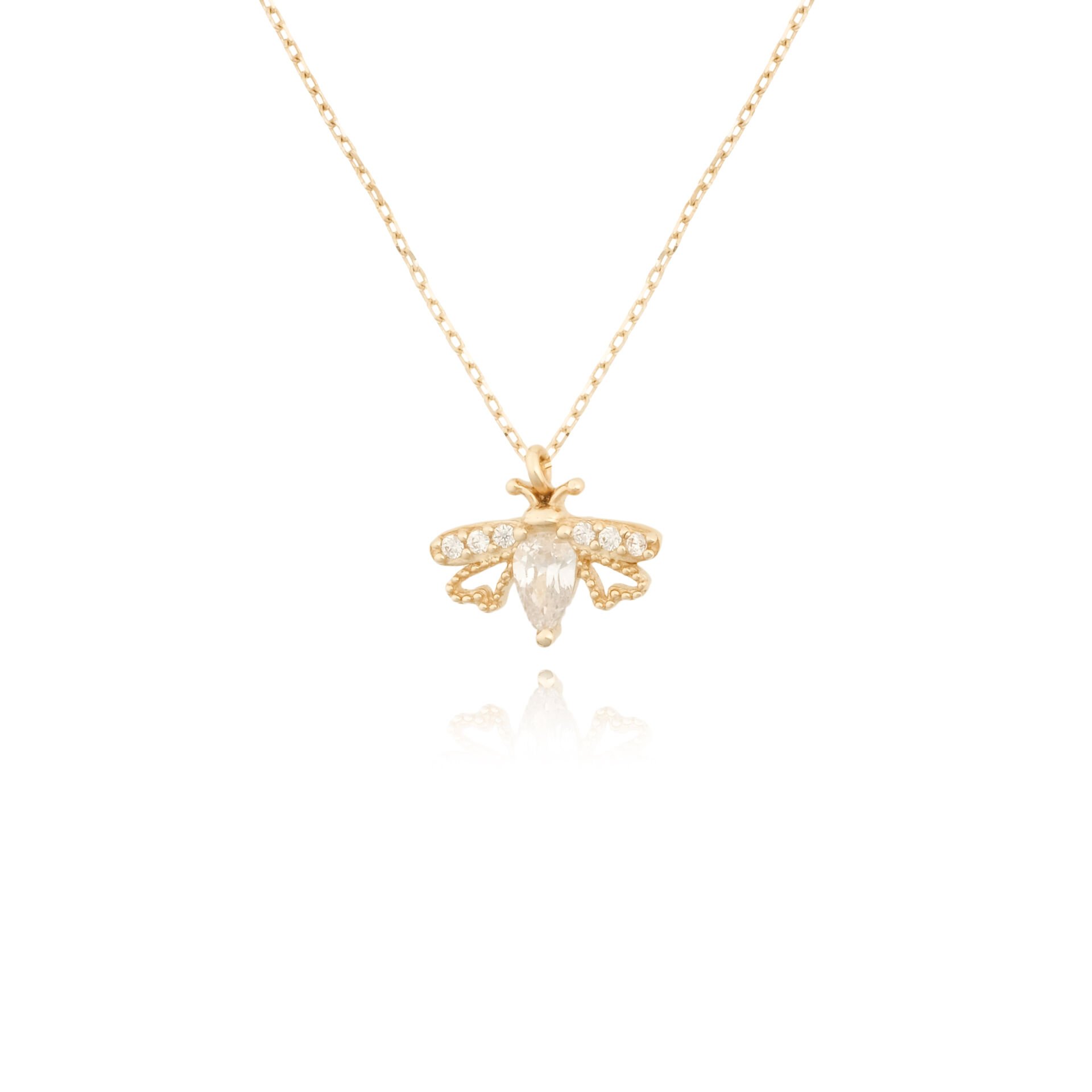 14 Ayar Altın Taşlı Arı Kolye