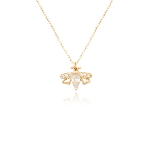 14 Ayar Altın Taşlı Arı Kolye