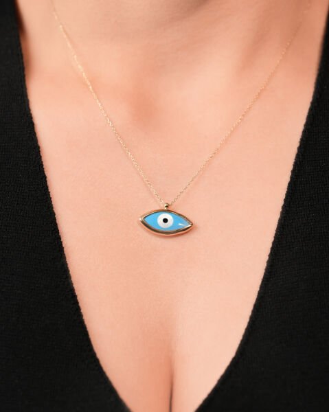 14 Ayar Altın Mineli Göz Kolye