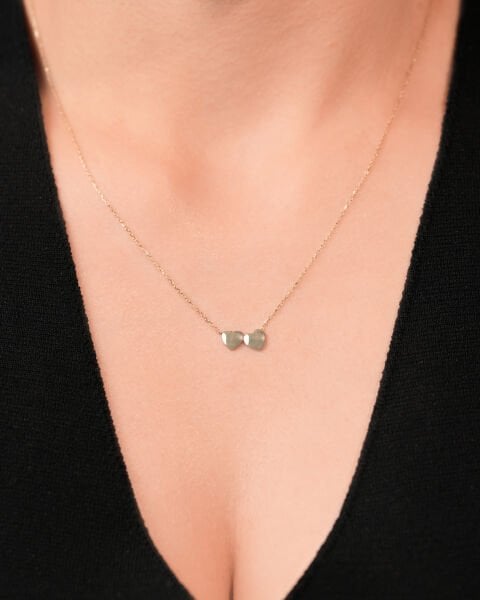 14 Ayar Altın İkili Kalp Kolye