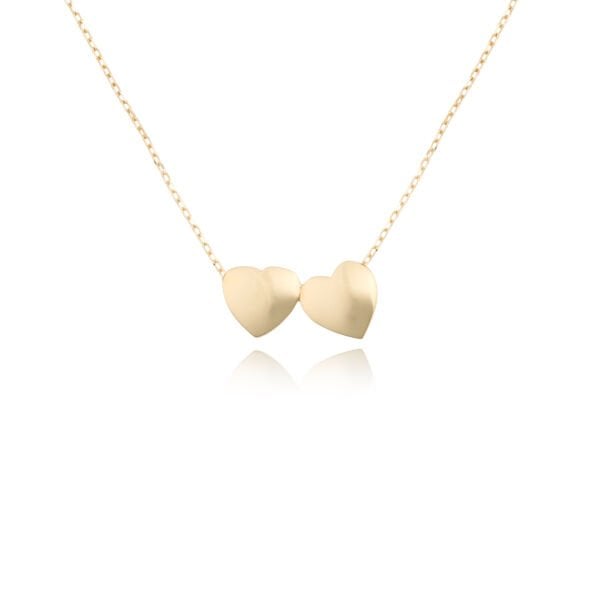 14 Ayar Altın Çift Kalp Kolye