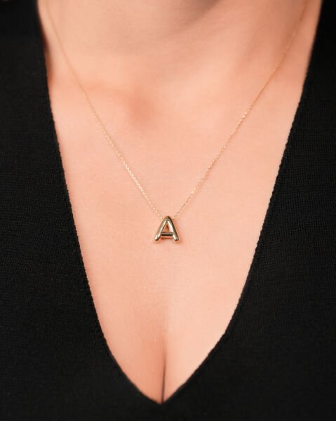 14 Ayar Altın Balon A Harf Kolye