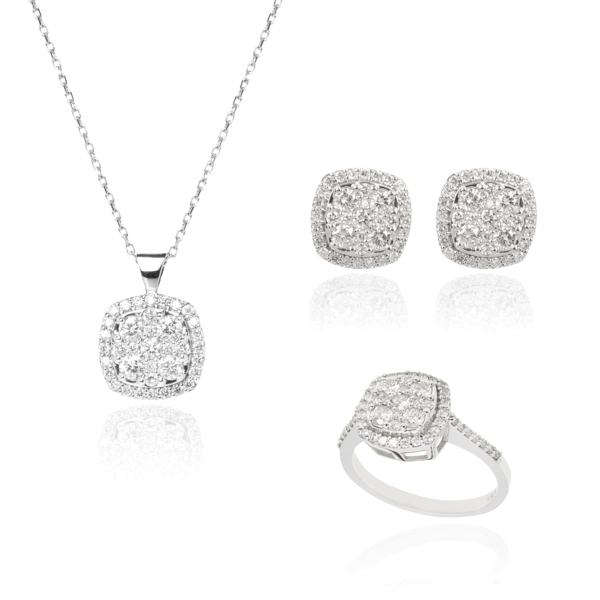 Pırlanta Reina Model Set (Kolye - Küpe - Yüzük)