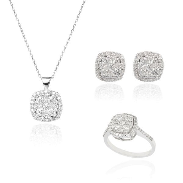 Pırlanta Reina Model Set (Kolye - Küpe - Yüzük)
