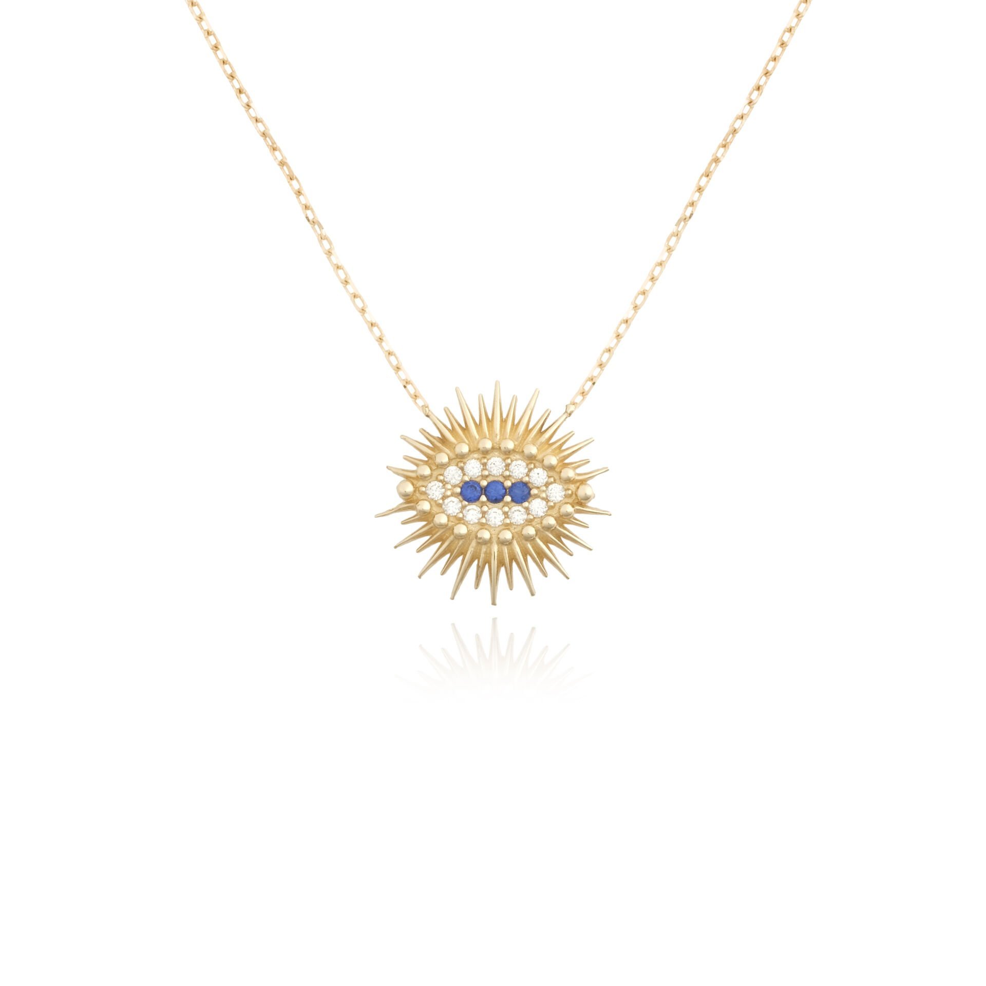 14 Ayar Altın Taşlı Göz ve Kirpik Kolye