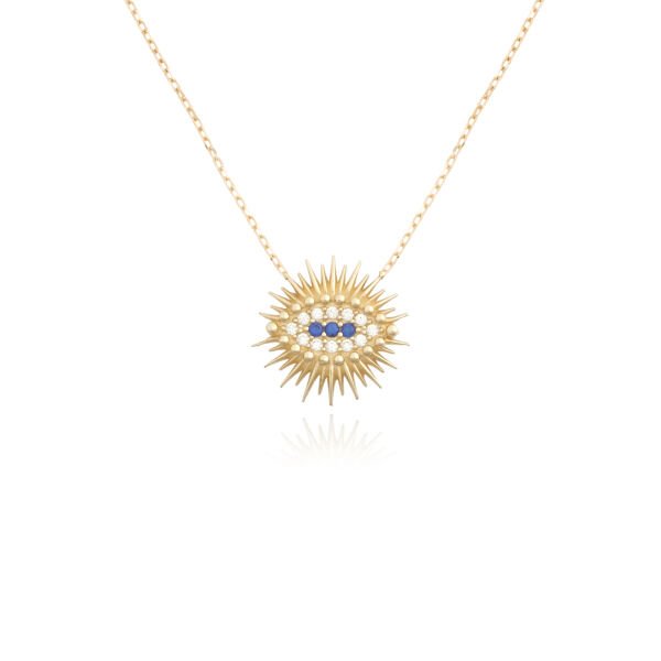 14 Ayar Altın Taşlı Gözlü Güneş Kolye