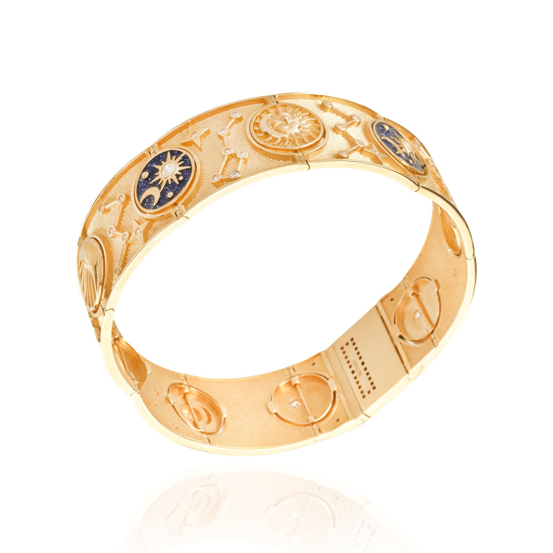14 Ayar Altın Gece Gündüz Mineli Taşlı Tasarım Bileklik