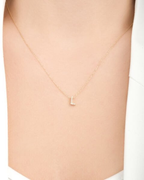 14 Ayar Altın Taşlı L Harfi Kadın Kolye