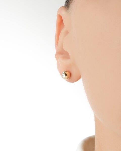 14 Ayar Altın Lazer Kesim Top Kadın  Küpe