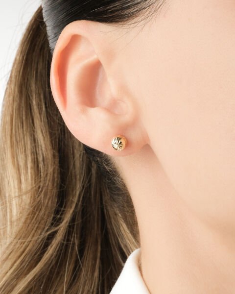 14 Ayar Altın Lazer Kesim Top Küpe