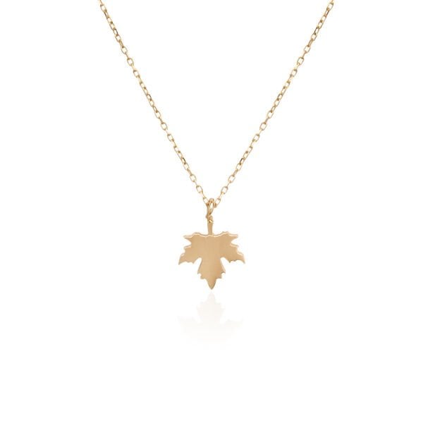 14 Ayar Altın Minimal Çınar Yaprağı Kolye